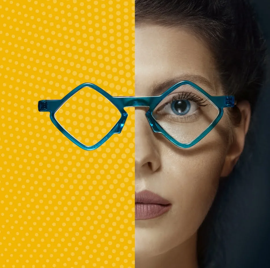 lunettes losanges cristal bleue gaston